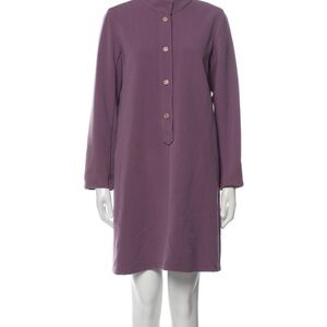Purple mock neck Long Sleeve Dress with pockets